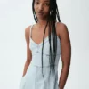 Maxikleid aus Denim mit Korsettnaht