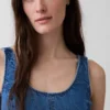 Maxikleid aus Denim mit U-Ausschnitt