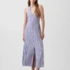 Maxikleid aus Leinenmischung mit Neckholder