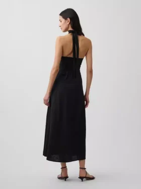 Maxikleid aus Leinenmischung mit Neckholder