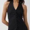 Maxikleid aus Leinenmischung mit Neckholder