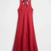 Maxikleid aus Leinenmischung mit Neckholder