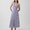 Maxikleid aus Leinenmischung mit Neckholder