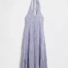 Maxikleid aus Leinenmischung mit Neckholder