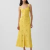 Maxikleid aus Leinenmischung mit Stickerei