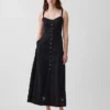 Maxikleid aus Leinenmischung mit Stickerei