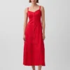 Maxikleid aus Leinenmischung mit Stickerei