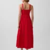 Maxikleid aus Leinenmischung mit Stickerei