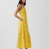 Maxikleid aus Leinenmischung mit Stickerei