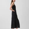 Maxikleid aus Leinenmischung mit Stickerei