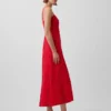 Maxikleid aus Leinenmischung mit Stickerei