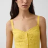 Maxikleid aus Leinenmischung mit Stickerei