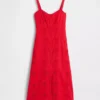 Maxikleid aus Leinenmischung mit Stickerei