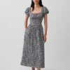 Maxikleid aus Leinenmischung mit tief sitzender Taille