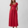 Maxikleid aus Leinenmischung mit tief sitzender Taille