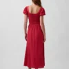 Maxikleid aus Leinenmischung mit tief sitzender Taille