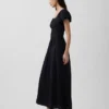 Maxikleid aus Leinenmischung mit tief sitzender Taille