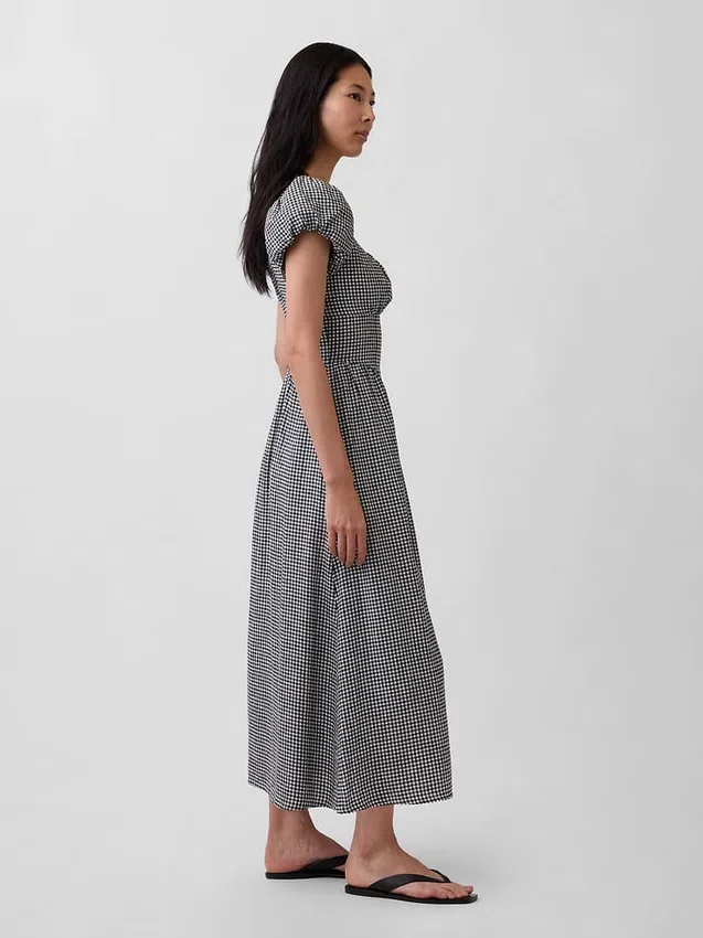 Maxikleid aus Leinenmischung mit tief sitzender Taille