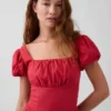 Maxikleid aus Leinenmischung mit tief sitzender Taille