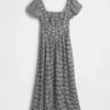 Maxikleid aus Leinenmischung mit tief sitzender Taille