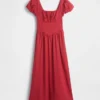 Maxikleid aus Leinenmischung mit tief sitzender Taille