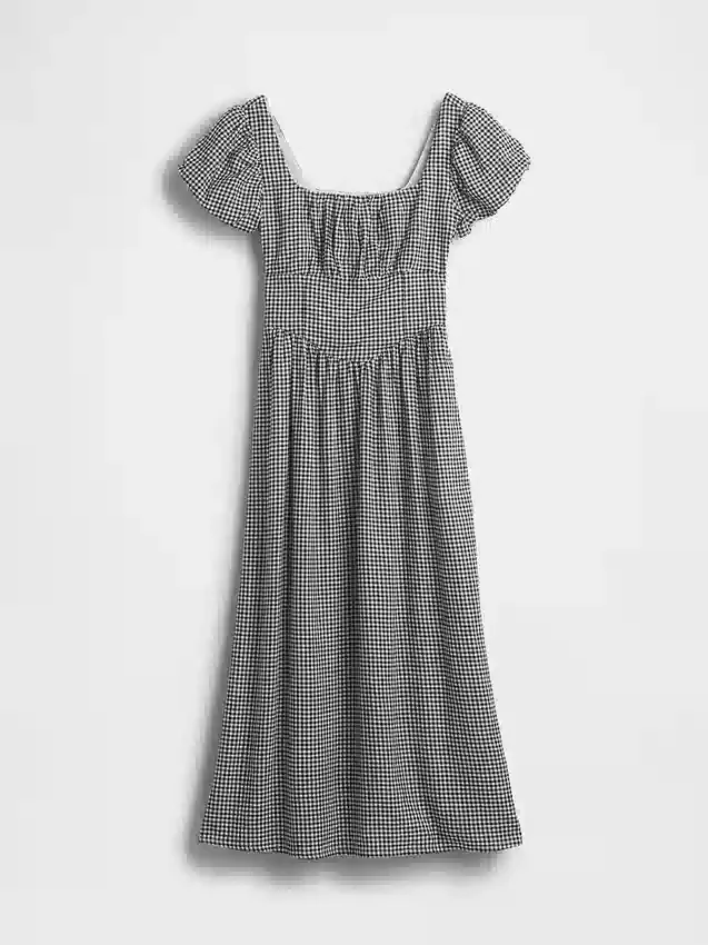 Maxikleid aus Leinenmischung mit tief sitzender Taille