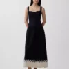 Maxikleid aus Leinenmischung mit tief sitzender Taille und Korsett