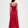 Maxikleid aus Leinenmischung mit tief sitzender Taille und Korsett