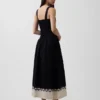 Maxikleid aus Leinenmischung mit tief sitzender Taille und Korsett