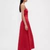 Maxikleid aus Leinenmischung mit tief sitzender Taille und Korsett