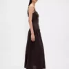 Maxikleid aus Leinenmischung mit tief sitzender Taille und Korsett
