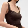 Maxikleid aus Leinenmischung mit tief sitzender Taille und Korsett