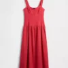 Maxikleid aus Leinenmischung mit tief sitzender Taille und Korsett