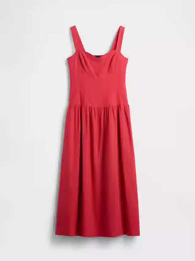 Maxikleid aus Leinenmischung mit tief sitzender Taille und Korsett