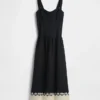 Maxikleid aus Leinenmischung mit tief sitzender Taille und Korsett