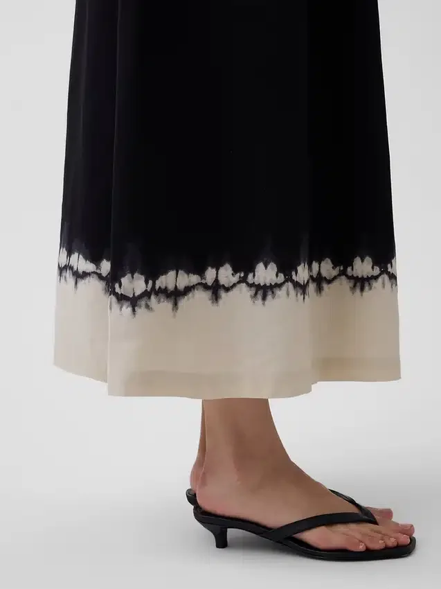 Maxikleid aus Leinenmischung mit tief sitzender Taille und Korsett