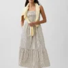 Maxikleid aus Popeline mit gesmoktem Oberteil