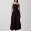 Maxikleid aus Popeline mit tief sitzendem Bund