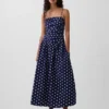 Maxikleid aus Popeline mit tief sitzendem Bund