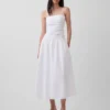 Maxikleid aus Popeline mit tief sitzendem Bund