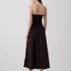 Maxikleid aus Popeline mit tief sitzendem Bund