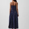 Maxikleid aus Popeline mit tief sitzendem Bund