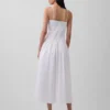 Maxikleid aus Popeline mit tief sitzendem Bund