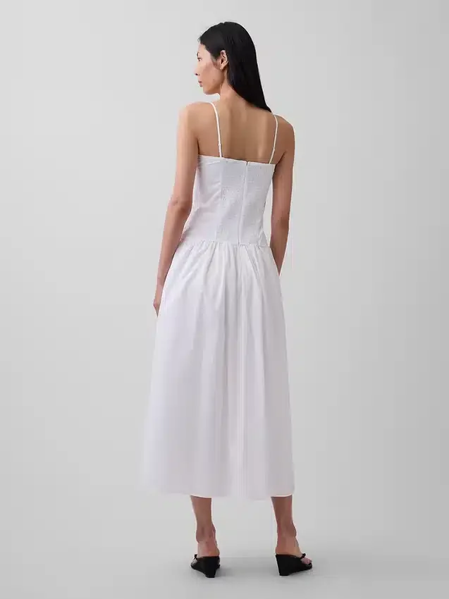 Maxikleid aus Popeline mit tief sitzendem Bund