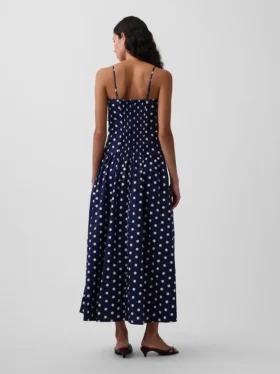 Maxikleid aus Popeline mit tief sitzendem Bund