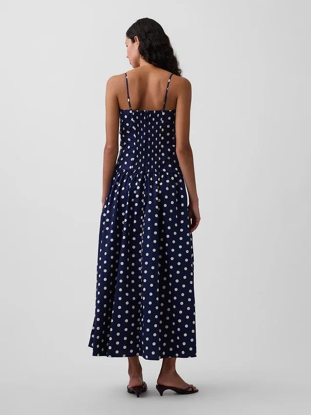 Maxikleid aus Popeline mit tief sitzendem Bund
