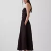 Maxikleid aus Popeline mit tief sitzendem Bund