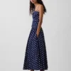 Maxikleid aus Popeline mit tief sitzendem Bund
