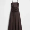 Maxikleid aus Popeline mit tief sitzendem Bund