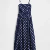 Maxikleid aus Popeline mit tief sitzendem Bund